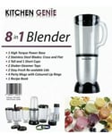 KitchenGenie 8 in 1 Jug Blender 250W Chopper Mixer Grinder Juicer Bullet NEW