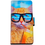Felfy Compatible with Moto G8 Plus Phone Case PU Leather Protective Cover Cool Cat Fashion Pattern Flip Wallet Case with Magnetic Stand Card Slots Shockproof Leather Cover for Moto G8 Plus