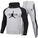 DSFF Jordan Veste à capuche et pantalon de sport 2 pièces pour homme Noir/gris Taille XXL