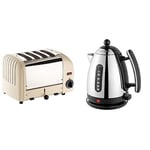 Dualit 4-Slot Vario Toaster 40354 - Cream & 72010 Cordless Jug Kettle, Black