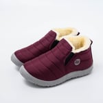 Herrskor Vinterstövlar Lätta Snöskor Vattentäta Vinterskor Plus Storlek 47 Slip-On Unisex Ankelvinterstövlar Purple Red 41