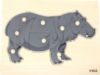 Viga 44604 Pussel på ett block med handtag - Hippopotamus