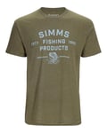 Simms Stacked Logo Bass T-Shirt Mil XXL Fiske t-skjorte i Military Heather