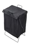 Black Foldable Fabric Laundry Basket Hamper With Lid And Handle