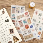 6 Sheets/pack Lovely Stamp Shape Decorative Adhesive Sticker Tape Kids Craft Scrapbooking Sticker Set for Diary Album