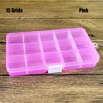 10/15 Grids Fishhook Tackle Box Pill Storage Case Candy Cases Pink 15