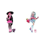 Monster High Draculaura Doll with Pet Bat-Cat Count Fabulous and Accessories like Backpack & Doll, Lagoona Blue with Accessories and Pet Piranha, Posable Fashion Doll