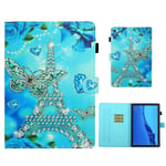 Huawei MediaPad M5 Lite 10 pattern leather flip case - Diamond Butterfly and Eiffel Tower