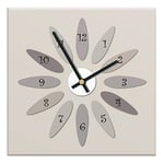 Mareli Horloge Murale, 30 x 30 cm avec Cadran en Bois recouvert de Papier imprimé laminé Mate, adaptée pour Salon, Cuisine, Bureau, mécanisme Silencieux, Beige