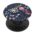 PopSockets Navy Blue Botanical Garden Pattern Pink White Blue Flowers PopSockets PopGrip: Swappable Grip for Phones & Tablets