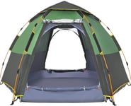 LYZP Camping Hexagon Automatic Pop Up Tent Outdoor Beach Tent UV Sun Protection Waterproof For Beach Garden Camping Fishing Picnic 5 To 8 Man Includes Carry Travel Bag Tent Pegs 711 (Color : Green)