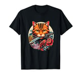 Samurai Cat Katana Warrior Fighter Japanese Art T-Shirt