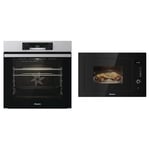 Hisense BI62212AXUK - Built-in 77L Electric Single Oven - Stainless Steel with Even Bake & HB25MOBX7GUK Integrated 25 Litre Microwave With Grill - Black, 15 x 23 x 15 inches