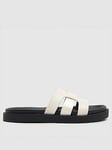 Schuh Timmy Croc Effect Footbed Sandal - Off White, White, Size 8, Women