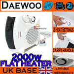 Daewoo 2000W Flat Upright Fan Heater Thermostat Control 2 Heat or Cool Setting