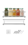 Pvemsa Spice Rack Organizer 2 Pack WY01 Wall-mounted Seasoning Shelves Storage Racks for Kitchen Cabinet Pantry - 29 x 6.5 x 6.5cm,Silver