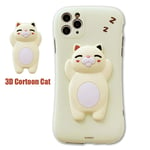 SGVAHY Cute Case Compatible with iPhone 11 Pro Max, Creative Cute 3D Cartoon Lazy Cat Design Soft Silicone Slim Fit Shockproof Protective Case (White, iPhone X/XS)
