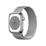 Apple Watch Series 8 41mm Silver Stainless Steel Case GPS + Cellular Milanese Loop