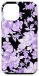Coque pour iPhone 12 mini Violet Vintage Motif Floral Élégant Chic Fleurs Noir
