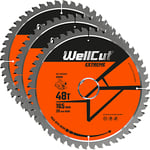 WellCut TCT Saw Blade 165mm x 48T x 20mm Bore For DSS610,DSS611,DCS391 Pack of 3