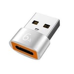 USB-A 3.0 til USB-C OTG adapter - 6A - Sølv