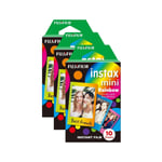 Fujifilm Instax Mini Instant Picture Film Rainbow 30 Shot Pack (16276405x3)