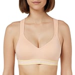 Emporio Armani Underwear Women's Padded Bralette Bra Iconic Logoband, Apricot, XL