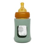 Hevea Glass Tåteflaske Wide Neck med Sleeve 150 ml, Seafoam Blue - 1 stk.