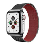 MJJKIO milanese loop for apple watch Series 1 2 3 4 5 band for iwatch stainless steel strap Magnetic buckle 38mm 40mm 42mm44mm Bracelet For 38MM and 40MM Black with red