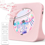 Greadio Portable CD Player with Bluetooth 5.0, HiFi Sound Speaker, Pink 