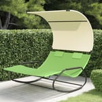 Vidaxl - Chaise longue double à bascule avec auvent Vert et crème