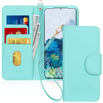 Fyy Samsung Galaxy S20 Plus Case, Handmade Flip Wallet Phone Case Stand Protective Shockproof Cover with [Card Holder] and [Note Pocket] for Samsung Galaxy S20+ Plus/5G 6.7 inch (2020) Mint Green