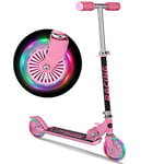 WeSkate Scooter for Kids with LED Light Up Wheels, Adjustable Height Kick Scooters for Boys and Girls Ages 3-10, Rear Fender Break, Folding Kids Scooter, 110lb Weight Capacity (Pink)