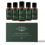 Mystic Moments | Favourite Organic Essential Oil Gift Starter Pack 5x10ml | Lavender, Lemon, Orange Sweet, Peppermint Premium & Tea Tree | Perfect as a gift