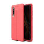 huawei Huawei P30 Leather Texture TPU Back Case Red