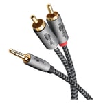 goobay Câble Adaptateur Audio AUX, Fiche Jack 3,5 mm vers Fiche RCA Stéréo, 0,5 m, Sharkskin Grey - Connecteur Jack 3,5 mm (3 broches, stéréo) 2