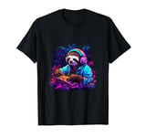 Funny Sloth with Headphones Gamer & Music Style DJ T-Shirt