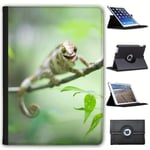 Fancy A Snuggle Smiling Laughing Chameleon In Tree Faux Leather Case Cover/Folio for the New Apple iPad 9.7" (2018 Version)