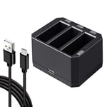 XIAODUAN-Original USB Triple Batteries Charger with LED Indicator Light for DJI New Action (Black). (Color : Black)