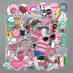 60pcs/Lot Graffiti Cute Stickers Pink Kids Cartoon Stickers Toys For Children Scrapbooking Guitar Waterproof Skateboard Stickers