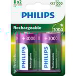 Philips uppladdningsbara D batterier, 2 st.