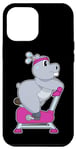 Coque pour iPhone 15 Pro Max Hippopotame Fitness Vélo d'appartement