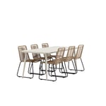 Venture Home Matgrupp Lina med 6 Black Stolar Dining Table - Beige 200*90- Lindos Stacking Chair GR22814