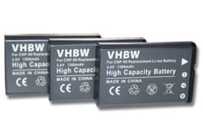 vhbw 3x Batteries remplacement pour Casio NP-90 pour appareil photo, reflex numérique (1300mAh, 3,6V, Li-ion)