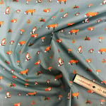 Polycotton Woodland Animal Fox Pattern in 4 Colours by The Metre 45" Wide (ONE METRE) (Fox - Green)