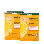 Garnier Skinactive Super Brightening Vitamin C Sheet Mask 2 x 28 g - Ansiktsmask hos Luxplus