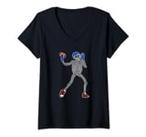 Womens American Footballer Fan Horror Skull Player Halloween V-Neck T-Shirt