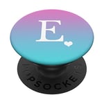 Initial Letter E Heart Gradient Purple Teal Blue Monogram PopSockets PopGrip: Swappable Grip for Phones & Tablets