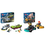 LEGO City Police Car and Muscle Car Chase, Racing Vehicle Toys for 6 Plus Year Old & City Go-Karts and Race Drivers, Racing Vehicle Toy Playset for 5 Plus Year Old Boys, Girls and Fans of Race Car Toy