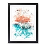 Bondi Beach In Australia Watercolour Modern Framed Wall Art Print, Ready to Hang Picture for Living Room Bedroom Home Office Décor, Black A3 (34 x 46 cm)
